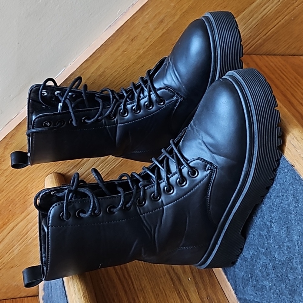 Black High Top Lugged lace up boots